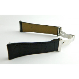 Bracelet croco noir BOUCHERON avec boucle déployante 24mm