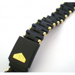 bracelet HEUER noir/doré 16mm