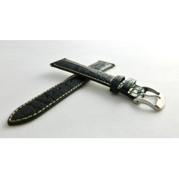 Bracelet veau noir 18mm avec boucle ardillon acier