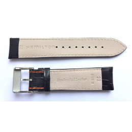 Bracelet cuir noir HAMILTON 22mm avec boucle acier