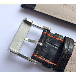 Bracelet cuir noir HAMILTON 22mm avec boucle acier