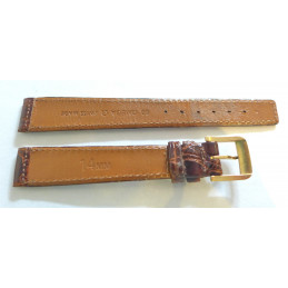Bracelet OMEGA croco marron sur boucle plaquée or 14mm