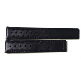 HEUER black leather strap for deployant buckle