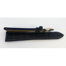 Bracelet croco rembordé avec boucle acier 20  mm