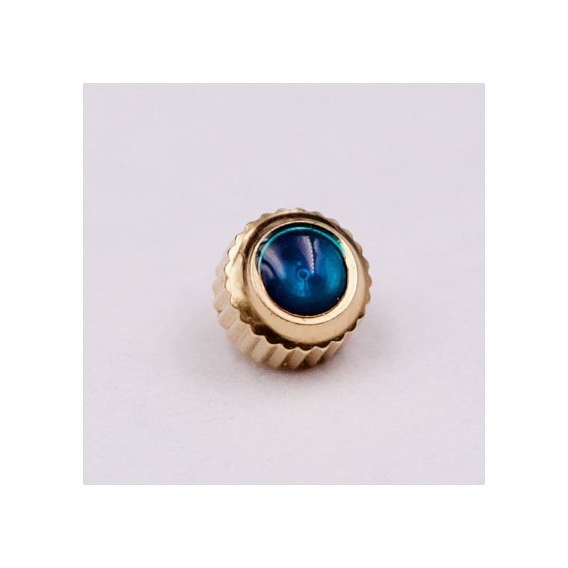 Hermes dust-proof golden crown with blue stone