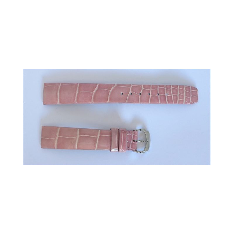Bracelet Baume & Mercier croco rose avec boucle acier - 16 mm