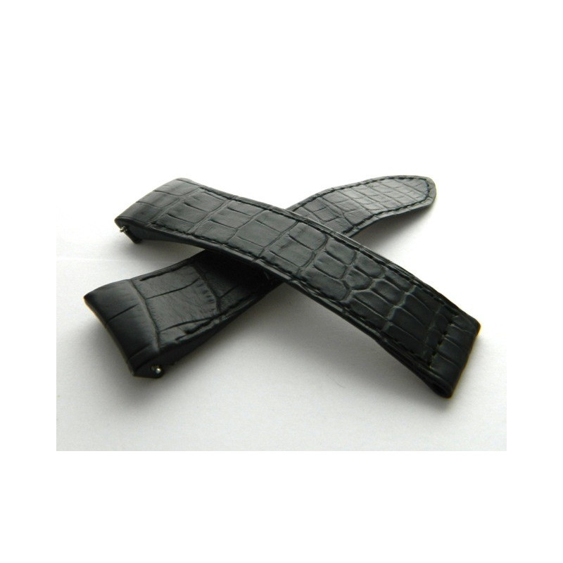 bracelet BOUCHERON croco noir petites écailles 24mm
