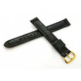Bracelet crocodile noir brillant GRUEN 16mm