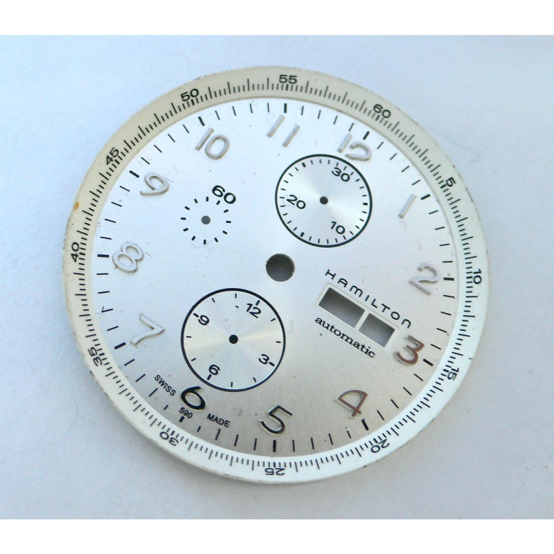 Cadran blanc HAMILTON pour chronographe valjoux 7750 - diamètre: 39,2mm